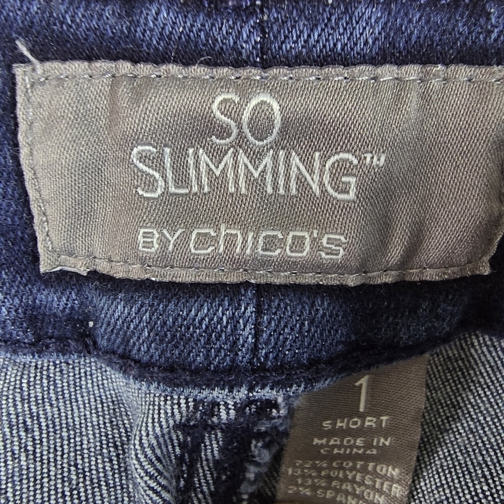 Chico's So Slimming Dark Wash Ankle Length Jeans Straight Leg Stretchy Size 1=8 - Picture 11 of 15